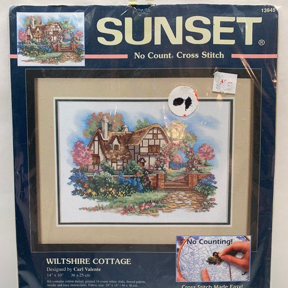 Sunset Other - Vintage Sunset Cross Stitch kit Wiltshire Cottage No Count